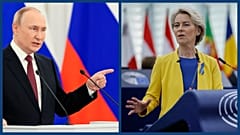 Vlagyimir Putyin és Ursula von der Leyen 