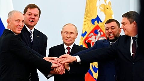 Signing of the treaties making the four regions part of Russia