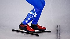 FILE - A Russian short track speed skater Pavel Sitnikova wears an Olympic uniform with the logo OAR - Olympic Athlete from Russia, South Korea 2018