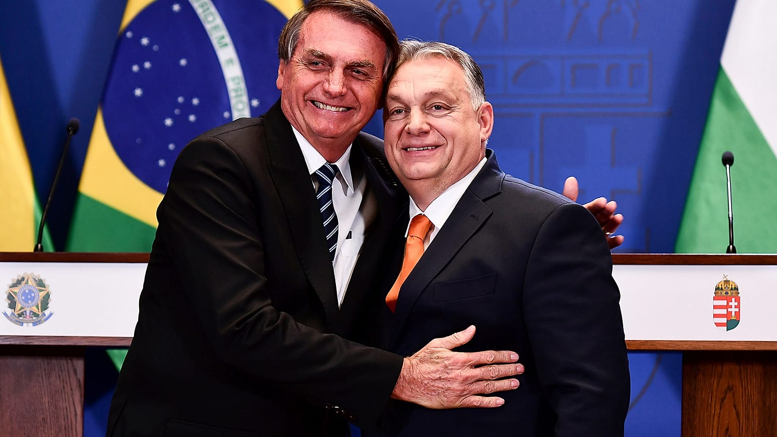 Jair Bolsonaro és Orbán Viktor Budapesten, 2022 februárjában