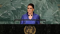 Novák Katalin beszédet mond az ENSZ-ben New Yorkban 2022. szeptember 21-én