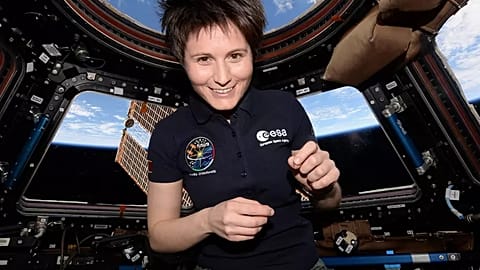 Samantha Cristoforetti in orbit around the Earth onboard the International Space Station.