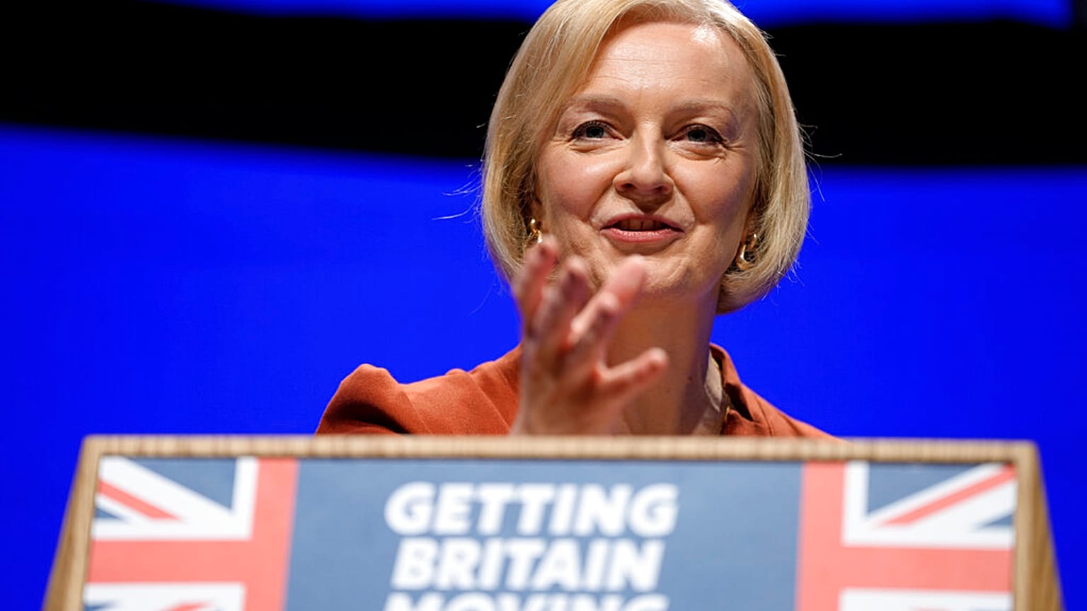 La Première ministre britannique lors de la clôture du congrès du Parti conservateur à Birmingham, en Angleterre, mercredi 5 octobre 2022.
