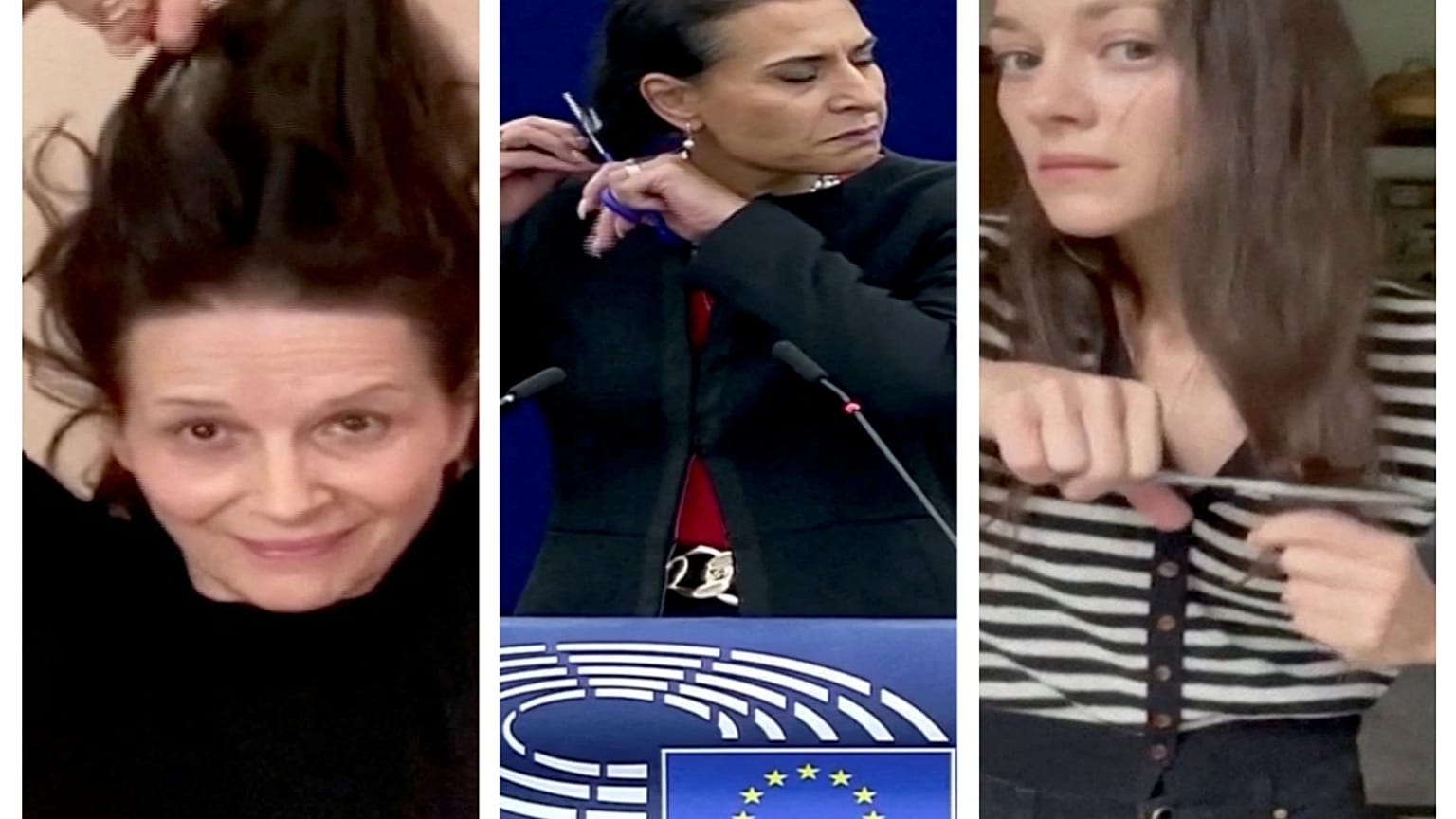 Színésznők hajtincs-vágással állnak ki az iráni nők mellett.
