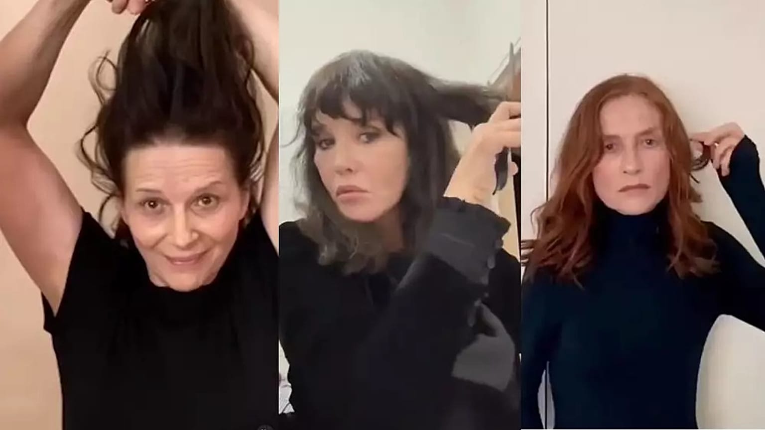 Juliette Binoche, Isabelle Adjani et Isabelle Huppert se coupant les cheveux en soutient aux femmes iraniennes   