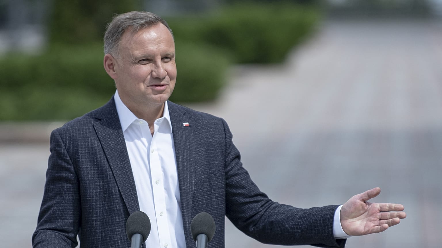 Andrzej Duda lengyel elnök augusztusi, kijevi sajtótájékoztatóján