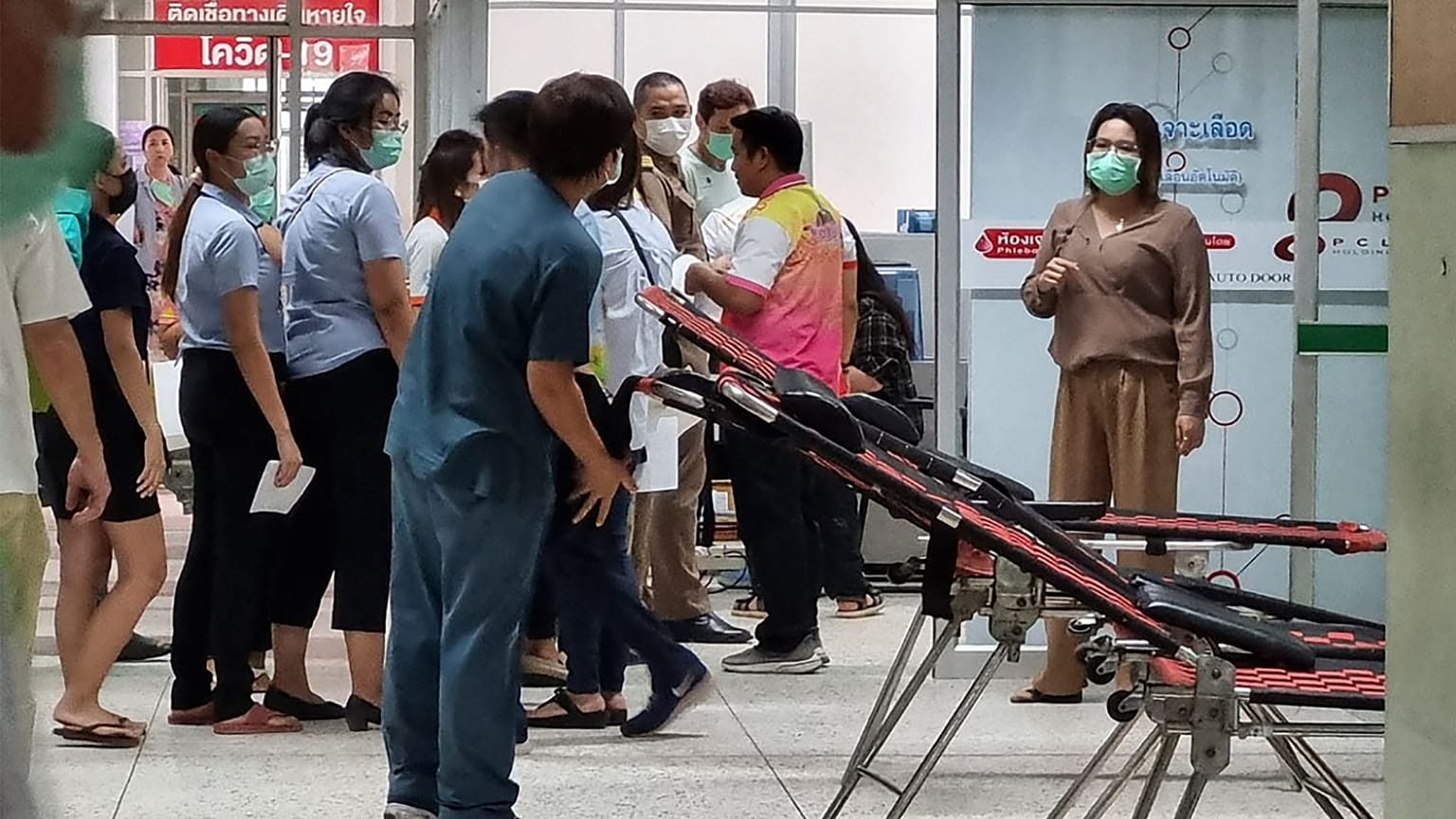 Residents line up to donate blood a the local hospital for victims of the attack.