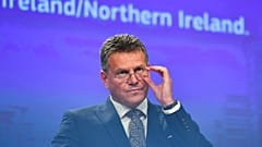 Maros Sefcovic speaks during a media conference at EU headquarters in Brussels, Wednesday, June 15, 2022.