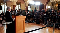 Die Vorsitzende des Nobelkomitees, Berit Reiss-Andersen, bei der Verkündung der Gewinner des Friedensnobelpreises