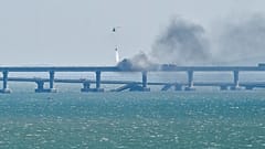 Die Kertschbrücke nach dem Vorfall, 8. Oktober 2022 