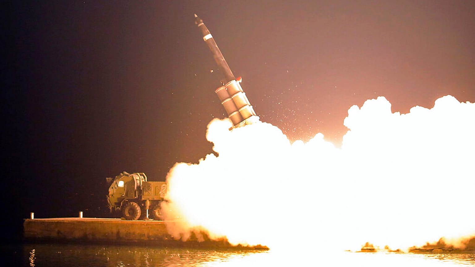 Missile test at an undisclosed location in North Korea