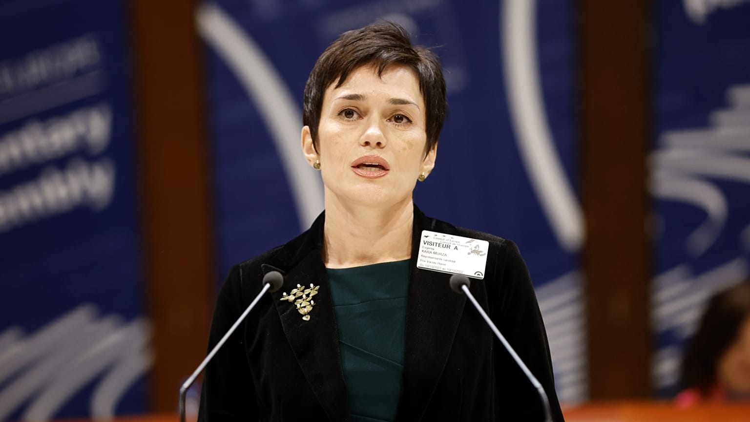 Jevgenyija Kara-Murza, a díjazott, bebörtönzött orosz ellenzéki vezető felesége
