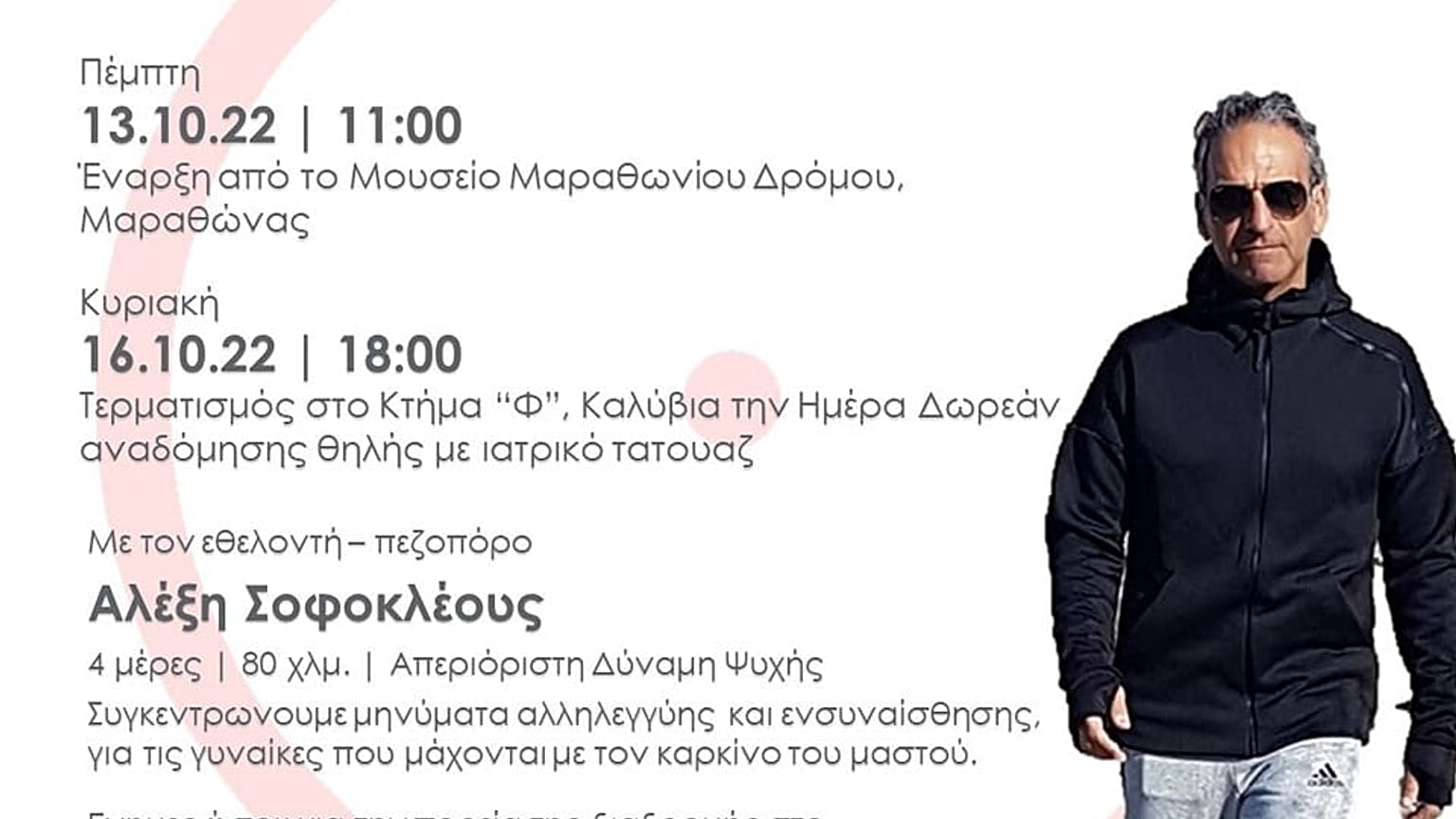 Το πρόγραμμα της πεζοπορικής δράσης του Αλέξη Σοφοκλέους