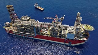 An Energean Floating production storage and offloading (FPSO) ship in the Karish gas field in the Mediterranean Sea, then claimed by Israel and partly by Lebanon. 