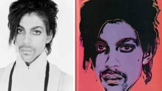 The original Lynn Goldsmith photograph of Prince and Andy Warhol's portrait of the musician