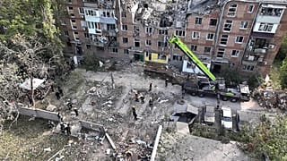Damage to a residential building after a strike in Mykolaiv, amid the Russian invasion of Ukraine.