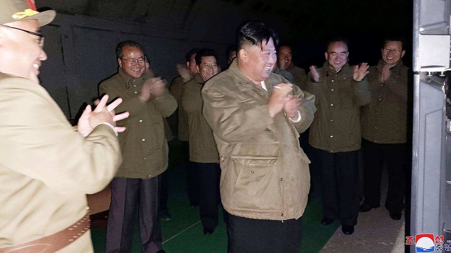 North Korean leader Kim Jong Un supervises tests of long-range cruise missiles at an undisclosed location, 12 October 2022