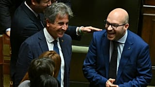 Lorenzo Fontana, a destra, il nuovo presidente della Camera