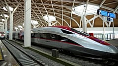 High-speed train is parked during the opening ceremony for launching Southeast Asia's first high-speed railway at Halim station in Jakarta, Indonesia, 2 October 2023. 