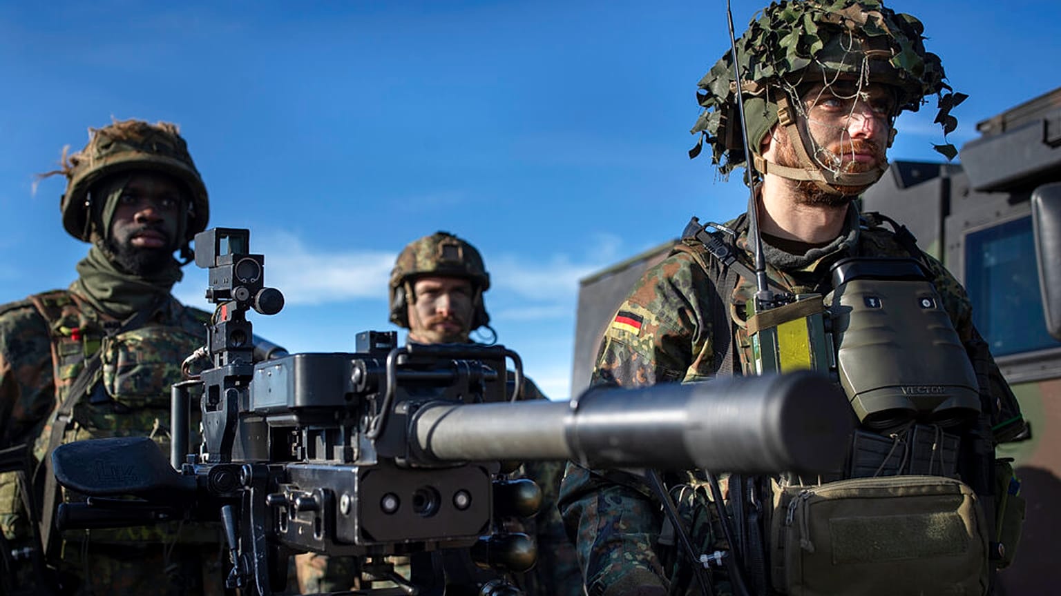 Deutsche Bundeswehrsoldaten bei einer Militärübung in Gaiziunai, 130 km von der litauischen Hauptstadt Vilnius entfernt.