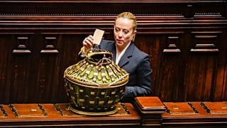 Brothers of Italy's leader Giorgia Meloni casts her ballot in the Italian lower Chamber on the opening session of the new parliament, 13 October 2022