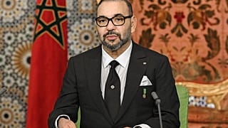 العاهل المغربي الملك محمد السادس أثناء كلمة في الرباط، المغرب. 