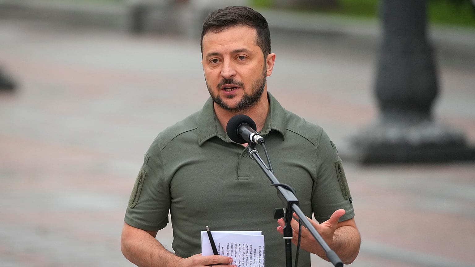 Ukrainian President Volodymyr Zelenskyy, speaks at a press conference in Kyiv in September 2022
