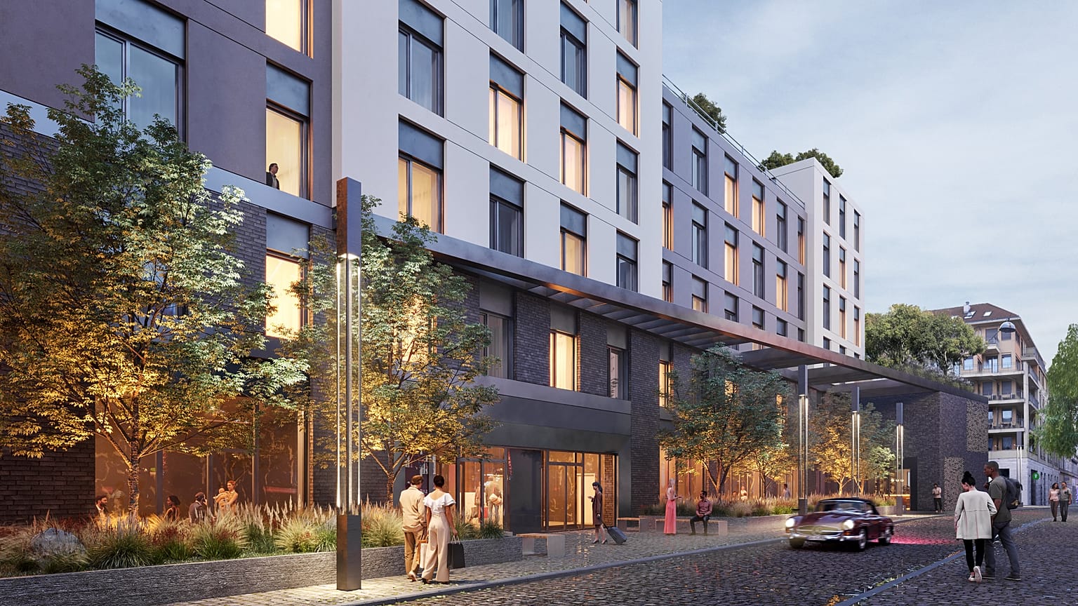 A készülő szálloda látványterve - a Kazinczy utcai homlokzat