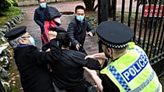 An incident involving a scuffle between a Hong Kong pro-democracy protester and Chinese consulate staff, as a British police officer attempts to intervene on 16 October 2022