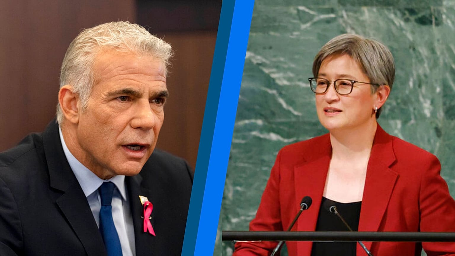 Le premier ministre israélien Yaïr Lapid et la ministre des affaires étrangères australienne Penny Wong 