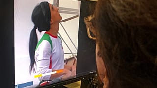 Aufnahmen von Elnaz Rekabi bei einem Wettkampf am Sonntag, bei dem für Aufsehen sorgte weil sie ohne Kopftuch antrat. 18. Oktober 2022