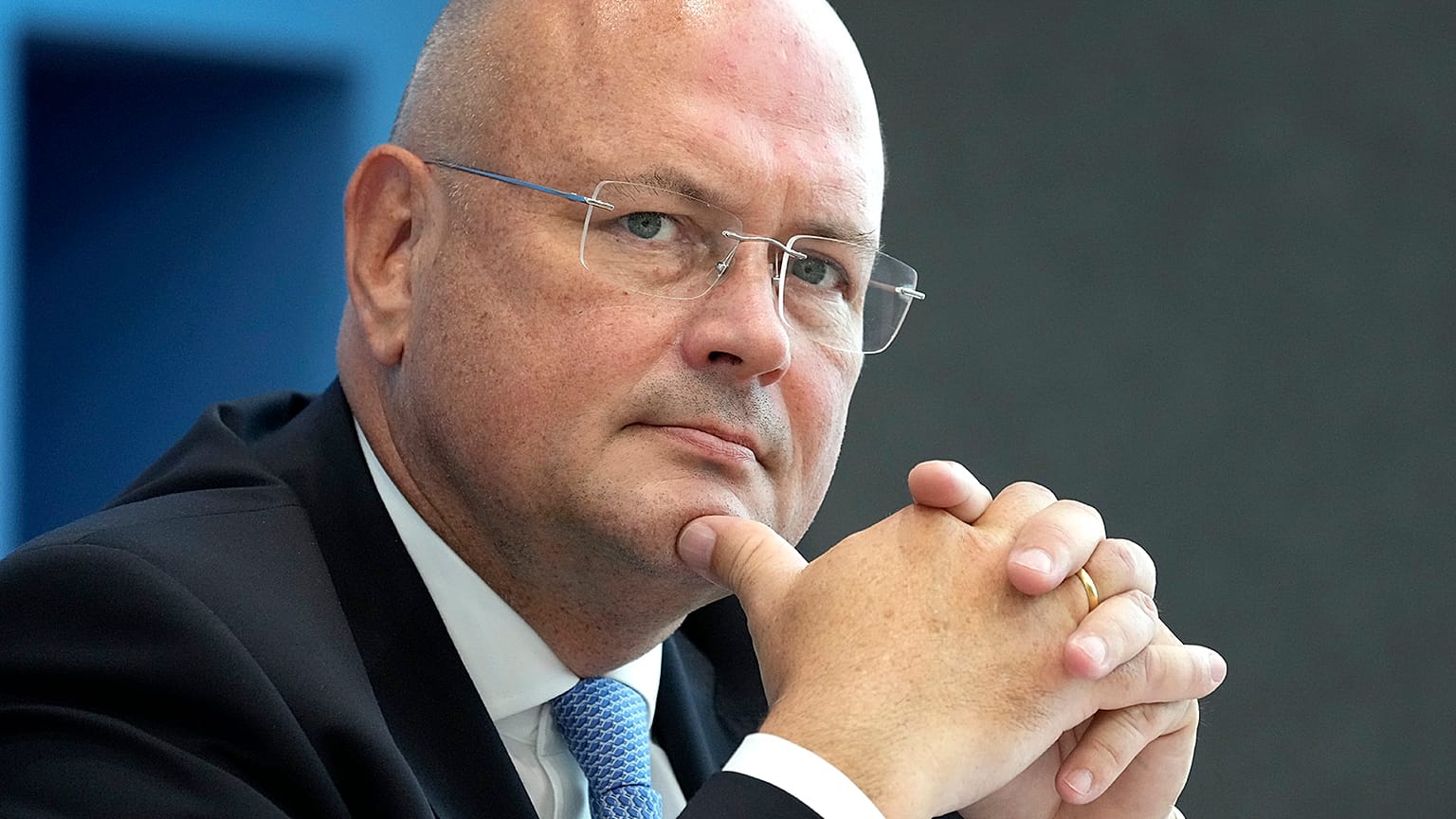 Arne Schoenbohm, President of the Federal Office for Information Security, attends a press conference in Berlin, July 2021