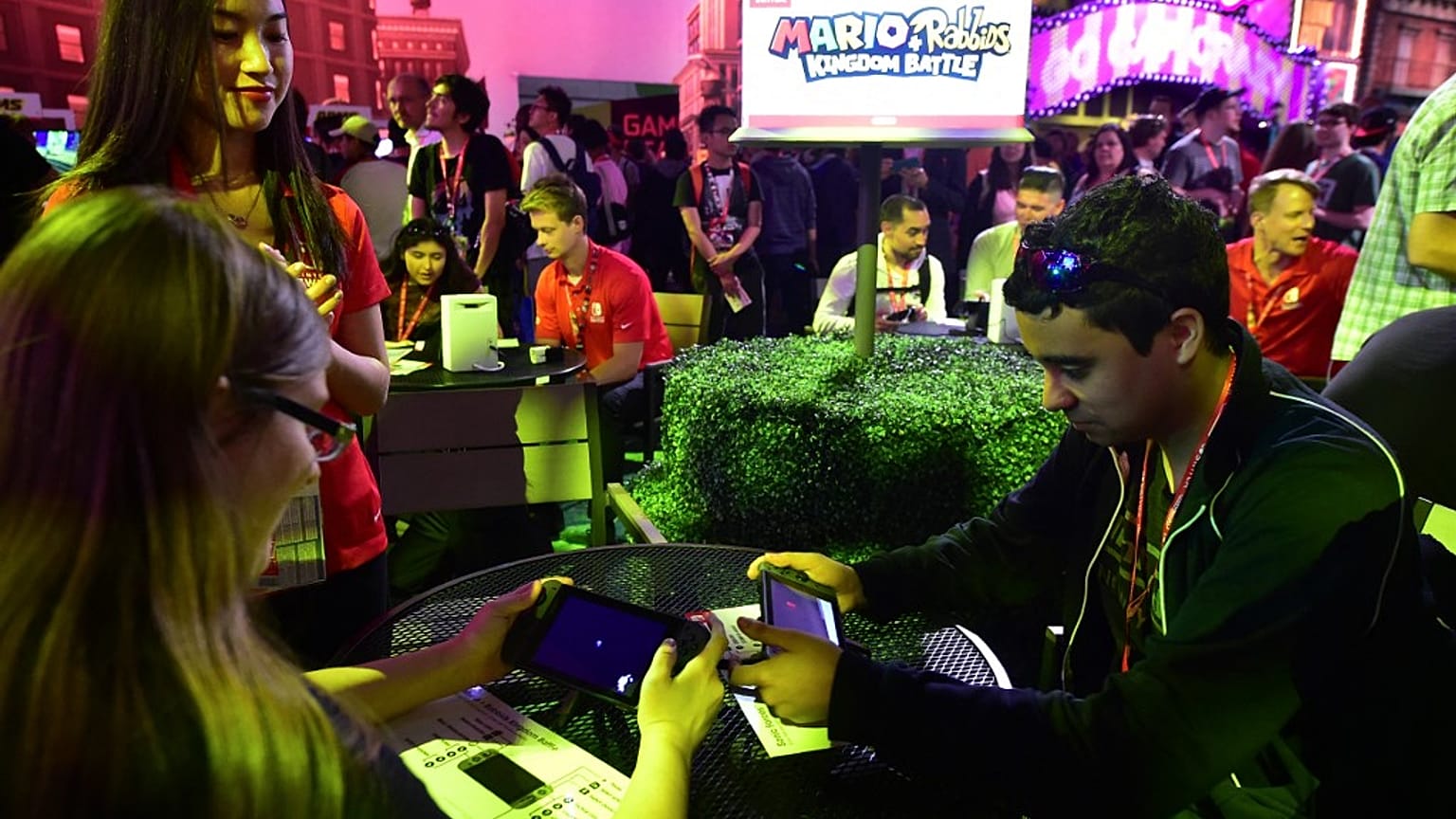 Fãs da primeira colaboração "Mario + Rabbids", em Los Angeles (arquivo - 2017)