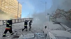 Kiew in der Ukraine nach Drohnenangriffen und Raketenbeschuss durch Russland