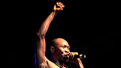 Seun Kuti, son of Afrobeat music legend Fela Kuti, performs during the Lagos Jazz series music festival at Muri Okunola Park in Lagos, Nigeria, on November 29, 2013.