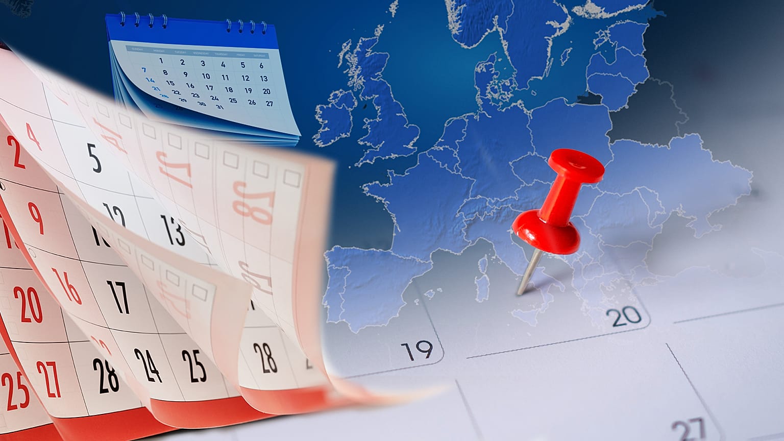 Map of Europe with calendars