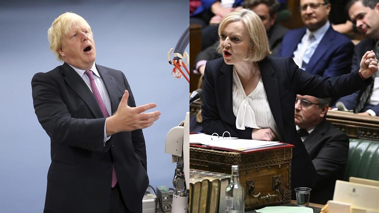 İngiltere'nin eski Başbakanı Boris Johnson (sol), bugün İstifa eden Başbakan Liz Truss 
