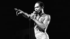 Fela Anikulapo Kuti performs 13 September 1986 at the "Party of Humankind" of the French Communist Party