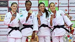 Las medallistas de la categoría de menos de 52 kg: Gefen Primo, Odette Giuffrida, Astride Gneto, Diyora Keldiyorova