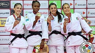 Las medallistas de la categoría de menos de 52 kg: Gefen Primo, Odette Giuffrida, Astride Gneto, Diyora Keldiyorova