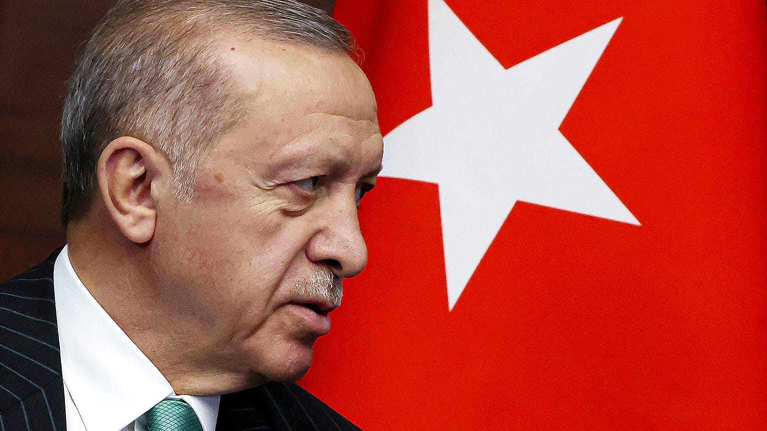 Turkey's President Recep Tayyip Erdogan speaks to Russian President Vladimir Putin during their meeting on sidelines of the Astana summit, 12 October 2022