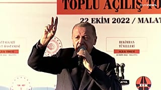 Recep Tayyip Erdogan a törökországi Malatyában 2022. október 22-én