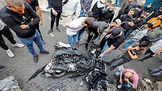 المكان الذي قُتل فيه العضو الفلسطيني في جماعة عرين الأسود تامر كيلاني في انفجار في نابلس بالضفة الغربية المحتلة. 