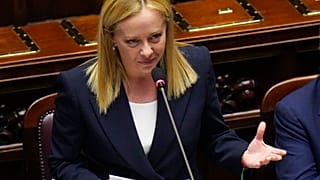 Meloni durante su discurso en la cámara de diputados italiana