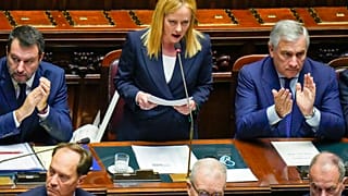 Italiens Ministerpräsidentin Giorgia Meloni bei der Regierungserklärung in Rom