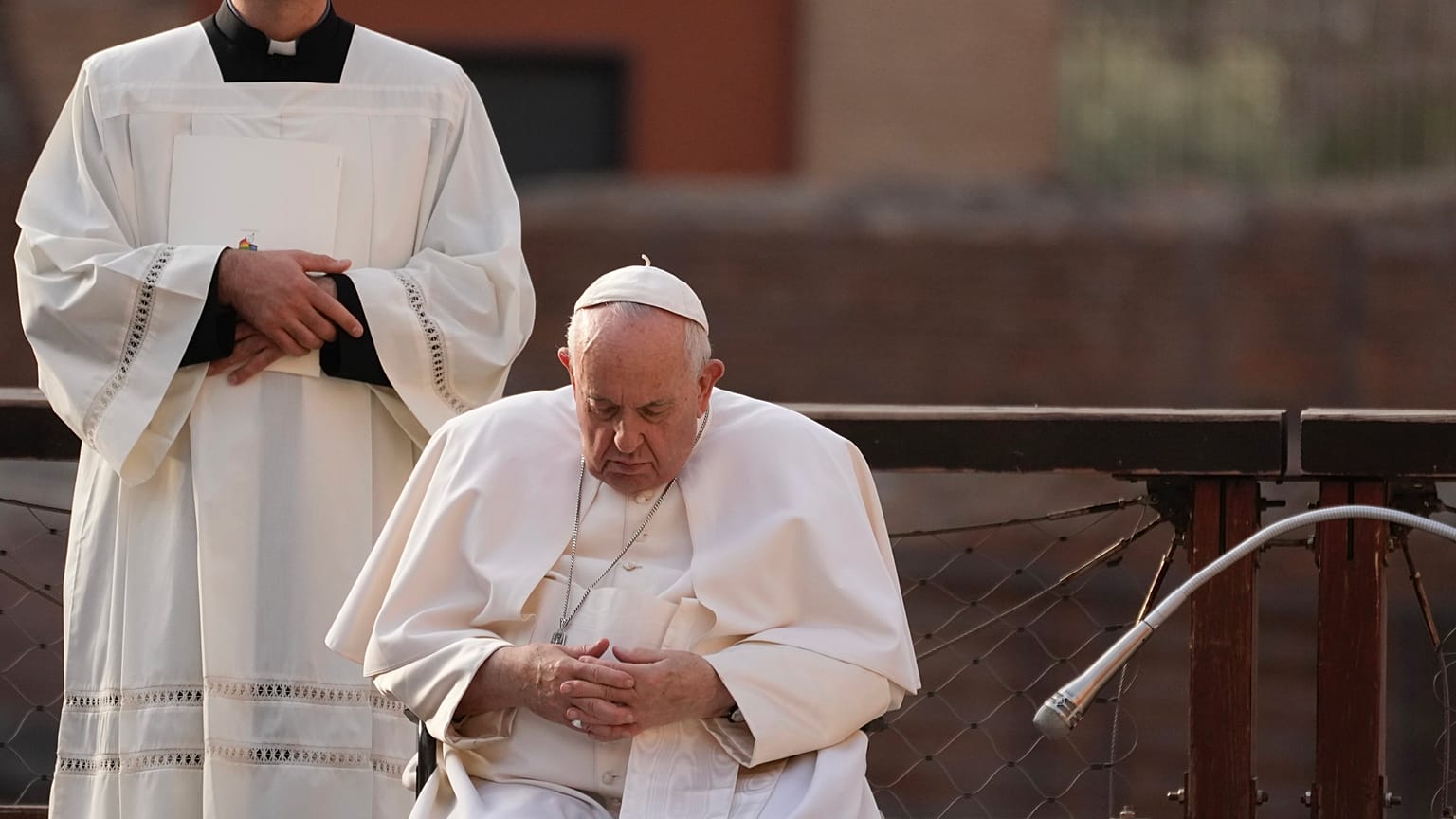 Pope Francis speaks on the last day of the "Cry for peace" (Il grids della pace). Tuesday, 25 October 2022.