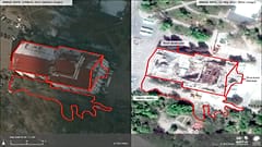 Eine Satelliten-Aufnahme zeigt die Schäden an Kulturstätten in der Ukraine