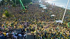 President Jair Bolsonaro delivers a speech to supporters at Copacabana beach during the independence bicentennial celebrations in Rio de Janeiro, Brazil, 7 Sept 2022
