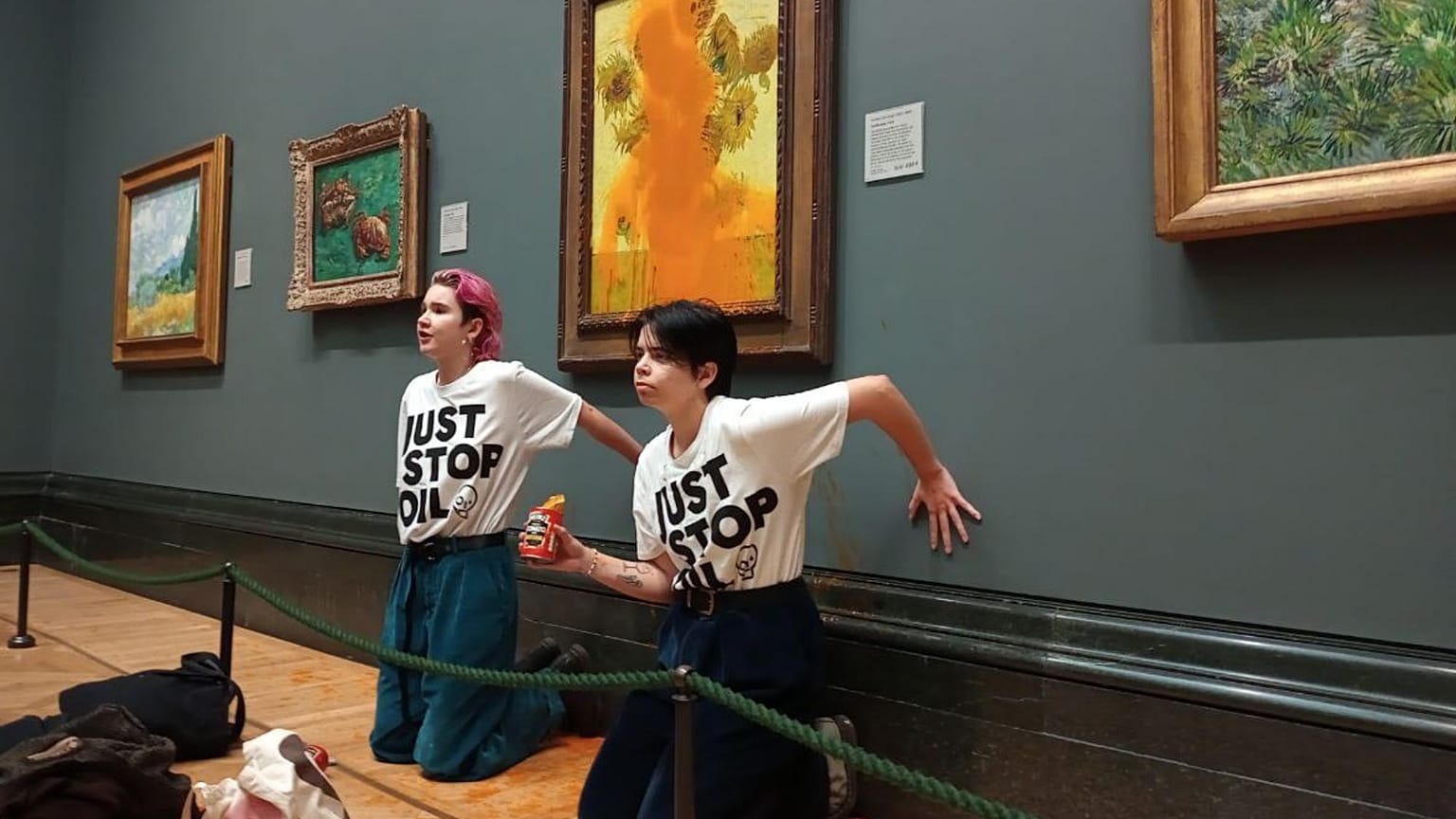 Two protesters threw soup over Van Gogh's Sunflowers on 14 October.