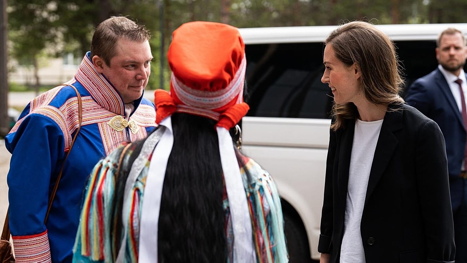 Finnish PM Sanna Marin meets Sámi Parliament leaders in Inari, 17 June 2022
